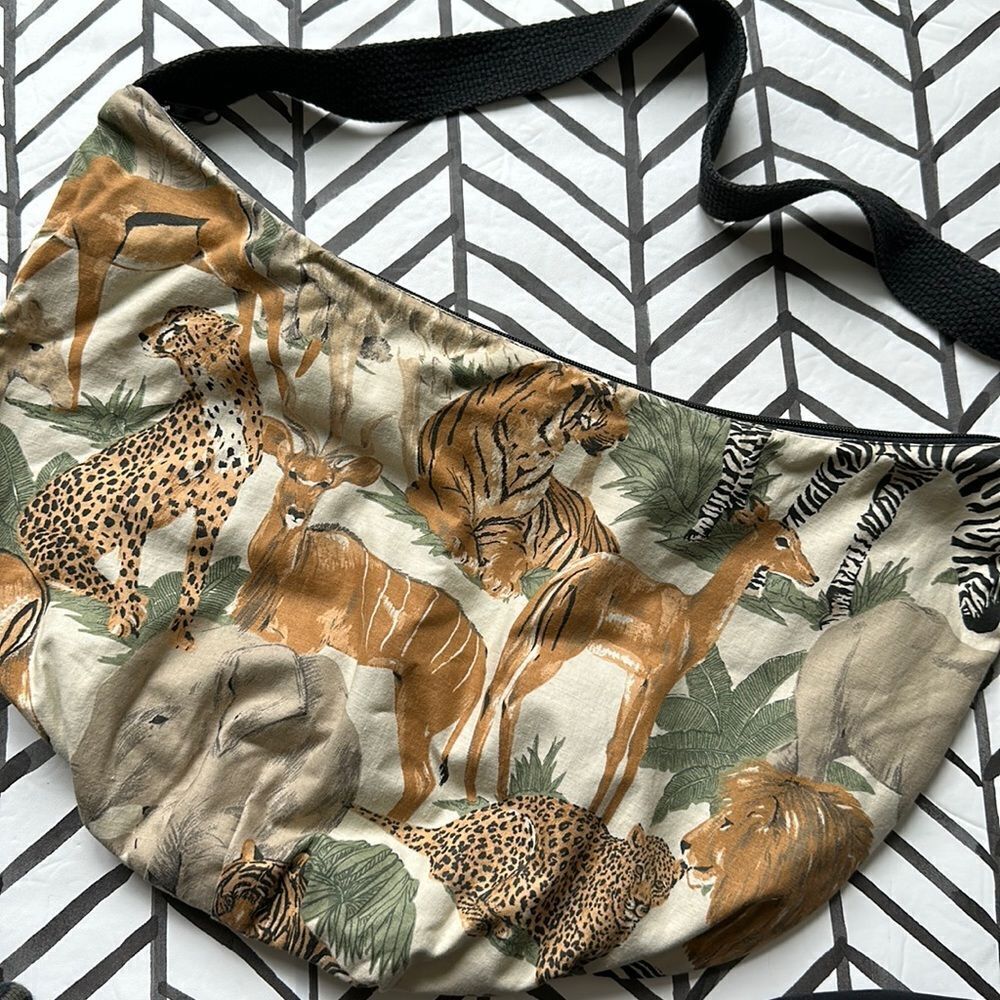 Linda Tilson Animal Print Fabric Sling Shoulder Tote Bag